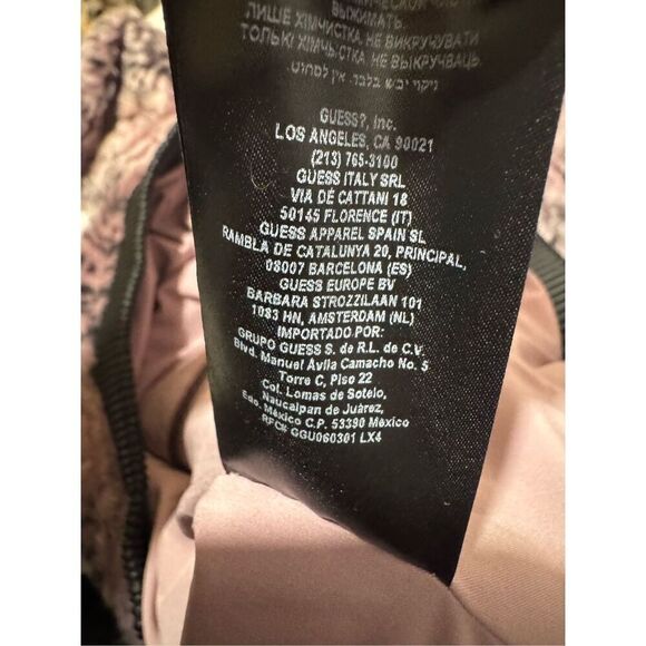 Guess black pink y2k fur bomber zip up coat jacket xl - Picture 8 of 11